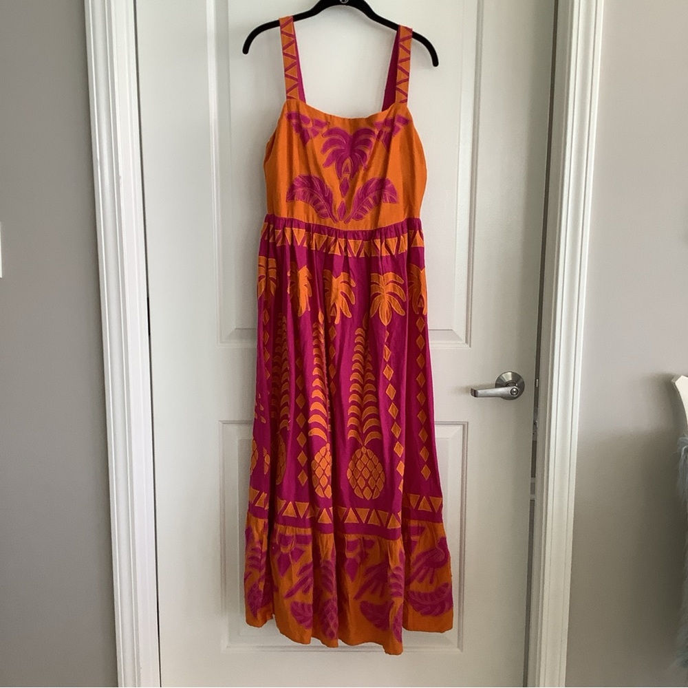 FARM Rio Tropical Orange and Pink Maxi Dress